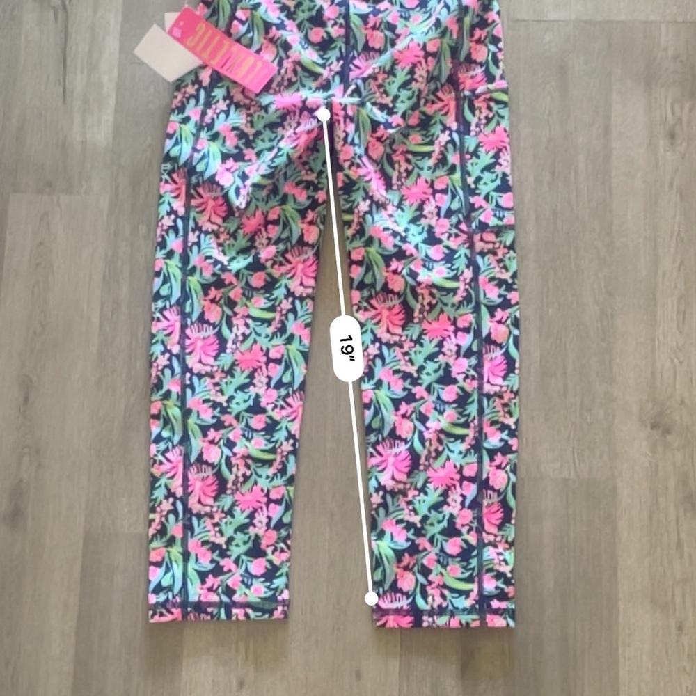 Lilly Pulitzer Pink and Green Floral Leggings XS NEW - Picture 7 of 9